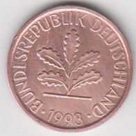BRD 1 Pfennig 1993 A Bundesrepublik Deutschland aus dem Umlauf