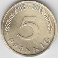 Deutschland BRD 5 Pfennig 1980 G DM Kursmünze aus dem Umlauf