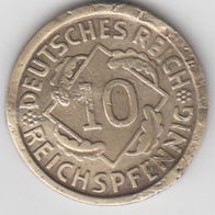 Deutschland Deutsches Reich 10 Pfennig 1925 D Kursmünze aus dem Umlauf