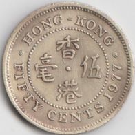Hong Kong h - 50 Cents 1977 – Queen Elizabeth the Second Kursmünze aus dem Umlauf