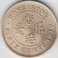 Hong Kong i - 50 Cents 1979 – Queen Elizabeth the Second Kursmünze aus dem Umlauf
