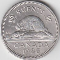 Kanada Canada 5 Cent 1986 Kursmünze aus dem Umlauf