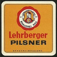 ALT ! Bieretikett "Lehrberger Pilsner" Brauerei Rau † 1977 Lehrberg Lkr. Ansbach