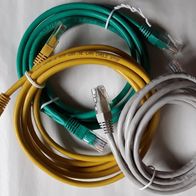 LAN-Kabel-Set, CAT 5, 1,80m (3 Stück in grau, gelb, grün)