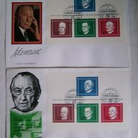 2 Konrad Adenauer Gedenkblätter mit Briefm.-Block 19.4.1968