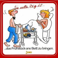 Postkarte m. Aufkleber Ein netter Zug ist das Frühstück ans Bett zu bringen Ansichtsk