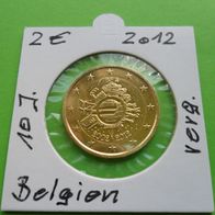 Belgien 2012 2 Euro 10 Jahre vergoldet