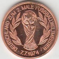 1974 Deutschland wird zum 2. mal Fußballweltmeister Kupferpfennige Kupferpfennig Meda