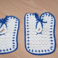 Topflappen "Lätzchen", weiß/ blau handarbeit