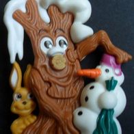 Baum mit Schneemann und Hase