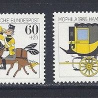 BRD 1985, MiNr: 1255 - 1256 Einzelmarken aus Zusammendruck postfrisch, Randstücke