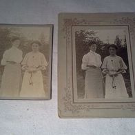 uralte Frauenfotokollektion, bestehend aus 2 Fotos auf Hartpappe