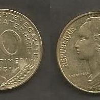 Münze Frankreich: 10 Centimes 1981