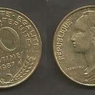 Münze Frankreich: 10 Centimes 1987