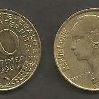 Münze Frankreich: 10 Centimes 1990