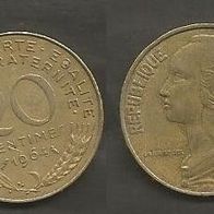 Münze Frankreich: 20 Centimes 1964