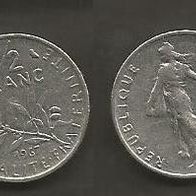 Münze Frankreich: 0,5 oder 1/2 Fanc 1967