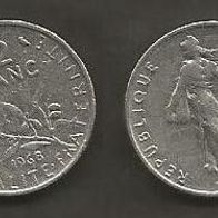 Münze Frankreich: 0,5 oder 1/2 Fanc 1968