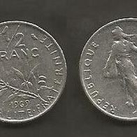 Münze Frankreich: 0,5 oder 1/2 Fanc 1969