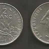 Münze Frankreich: 0,5 oder 1/2 Fanc 1971