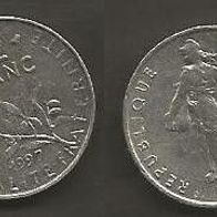 Münze Frankreich: 0,5 oder 1/2 Fanc 1997