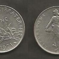 Münze Frankreich: 1 Fanc 1971