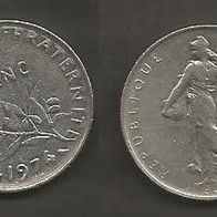 Münze Frankreich: 1 Fanc 1974