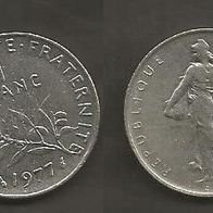 Münze Frankreich: 1 Fanc 1977
