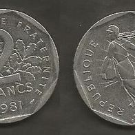 Münze Frankreich: 2 Franc 1981
