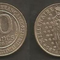 Münze Frankreich: 10 Franc 1987 - Sondermünze - 1000 Jahre Königsgr. von Hugo Capet