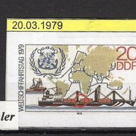 DDR 1979 Wetltschifffahrtstag MiNr. 2405 F8 gestempelt Plattenfehler