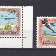 Jugoslawien Flugpost Michel 2098A 2099A postfrisch mnh