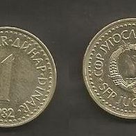 Münze Jugoslawien: 1 Dinara 1982