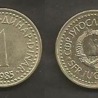 Münze Jugoslawien: 1 Dinara 1985