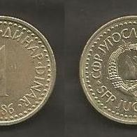 Münze Jugoslawien: 1 Dinara 1986