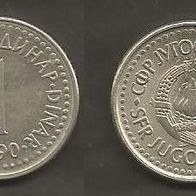 Münze Jugoslawien: 1 Dinara 1990
