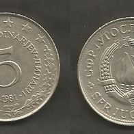 Münze Jugoslawien: 5 Dinara 1981