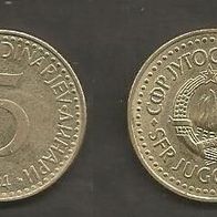 Münze Jugoslawien: 5 Dinara 1984