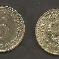 Münze Jugoslawien: 5 Dinara 1985