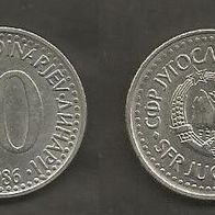 Münze Jugoslawien: 10 Dinara 1986