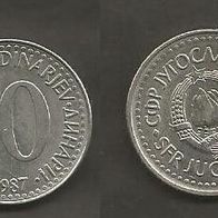 Münze Jugoslawien: 10 Dinara 1987