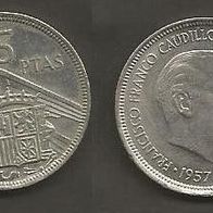 Münze Spanien: 5 Pesetas 1957