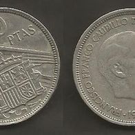 Münze Spanien: 50 Pesetas 1957