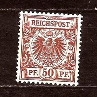Deutsches Reich 424 Mi 50 postfrisch, Krone/ Adler, 1889, Anhaftung 2 x 2 mm