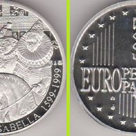 1999 Belgien Albertus und Isabella EURO 500 F Silber Polierte Platte