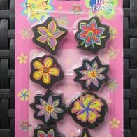 NEU: 8 Radiergummi Blumen Eraser Flower Radierer Blüten Blume Ø 3,5 cm Schule