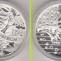 1999 Europa Lindbergh 20 Eurodollars Silber Polierte Platte