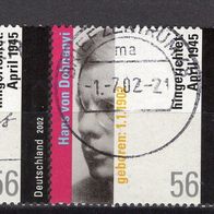 BRD / Bund 2002 100. Geburtstag von Hans von Dohnanyi MiNr. 2233 gestempelt Paar