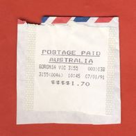 USA Australien Postage Paid vom 7/1/91 von 1,70$