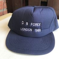 D B FOREX London 1993 Cap Kappe Mütze, mit Schaumstoff verkleidet, blau
